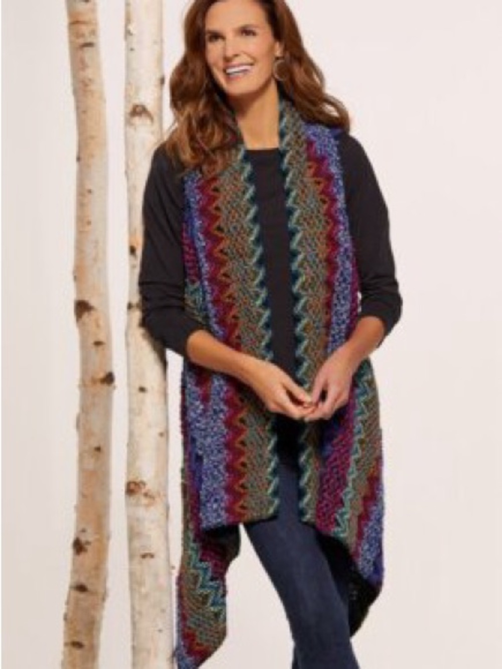 Soft Surroundings Multicolor Chevron Knit Vest